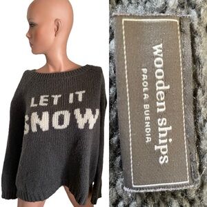 WOODEN SHIPS Paola Buendia LET IT SNOW Slouchy Cozy Pullover SWEATER Size S/M